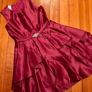 Girls Plum Satin Dress Size 12